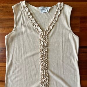 Vintage tan top with front ruffles